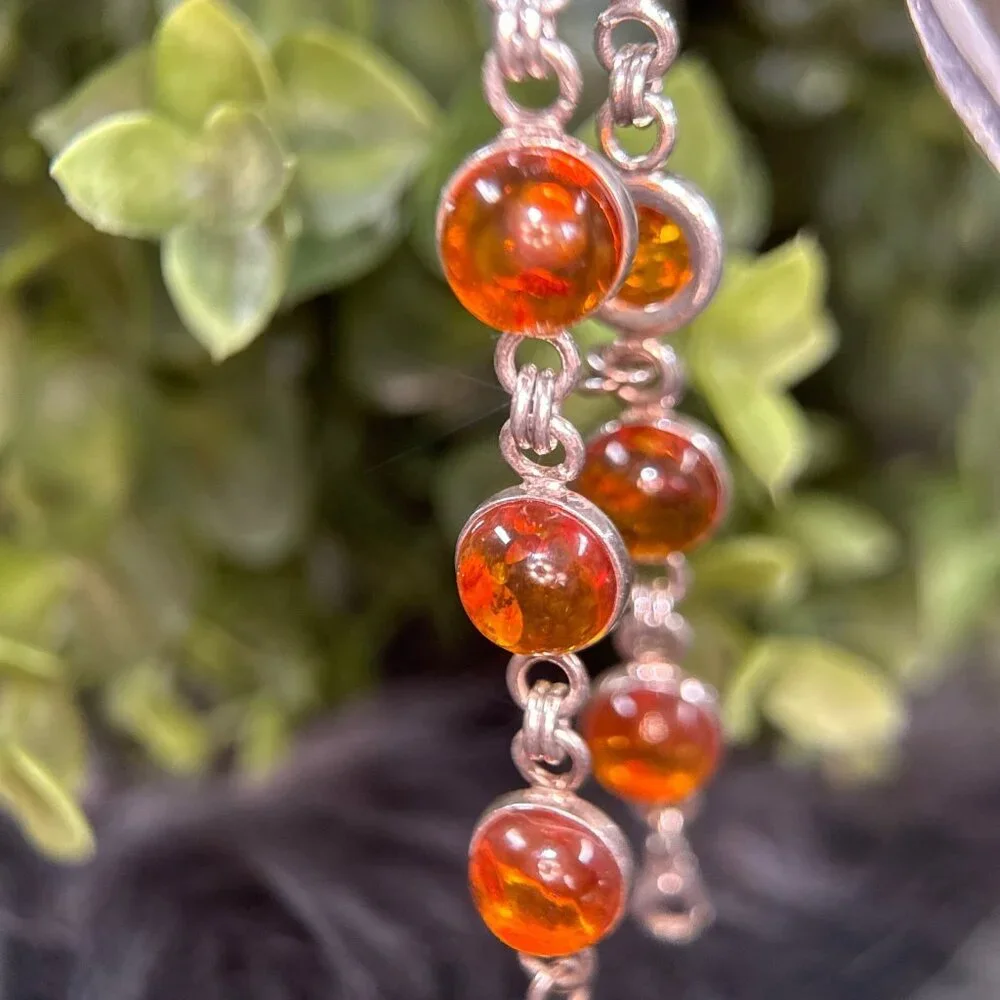 Silver 925 Circle Amber Bracelet‎